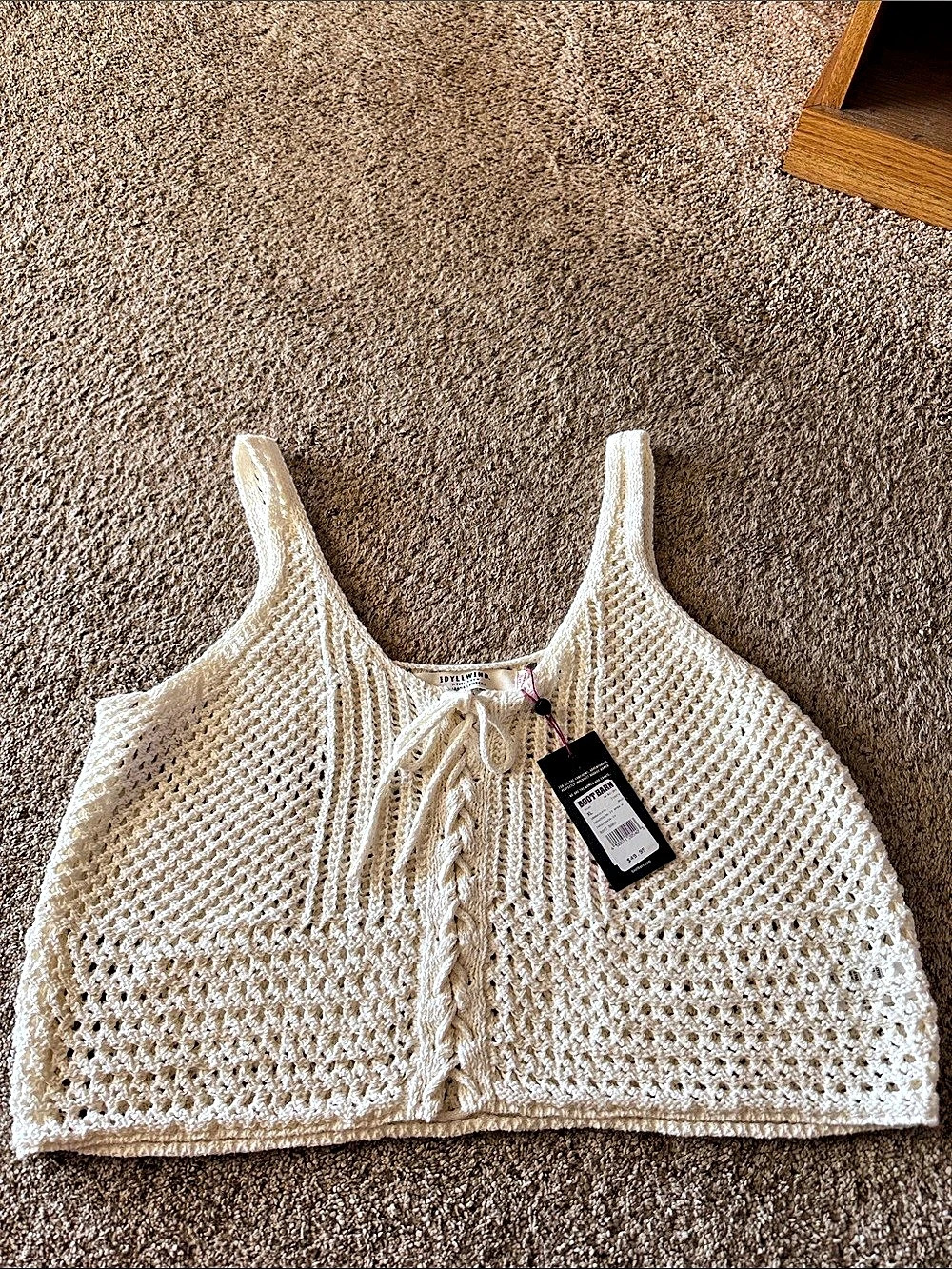 Free People Idyllwind Crochet Tank Crochet Tank Cream XL NWT